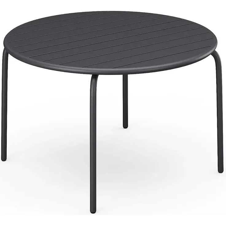 Vente-unique - Gartentisch rund - D. 110 cm - Metall - Anthrazitgrau - MIRMANDE von MYLIA