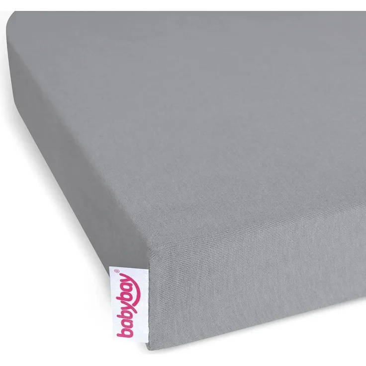 babybay 1x Jersey Spannbetttuch für Matratze Kinderbettumbausatz Original und Maxi grau