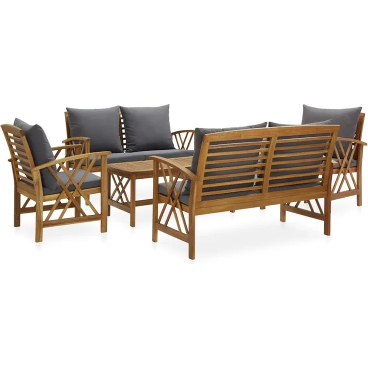 vidaXL 5-tlg. Garten-Lounge-Set mit Auflagen Massivholz Akazie 3057993