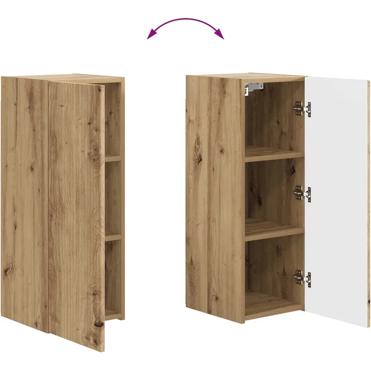 vidaXL TV-Wandregal-Set Wandmontiert 4 pcs Artisan-Eiche Holzwerkstoff 3408924 – Bild 11