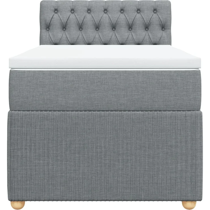vidaXL Boxspringbett mit Matratze Hellgrau 100x200 cm Stoff 3287374 – Bild 4