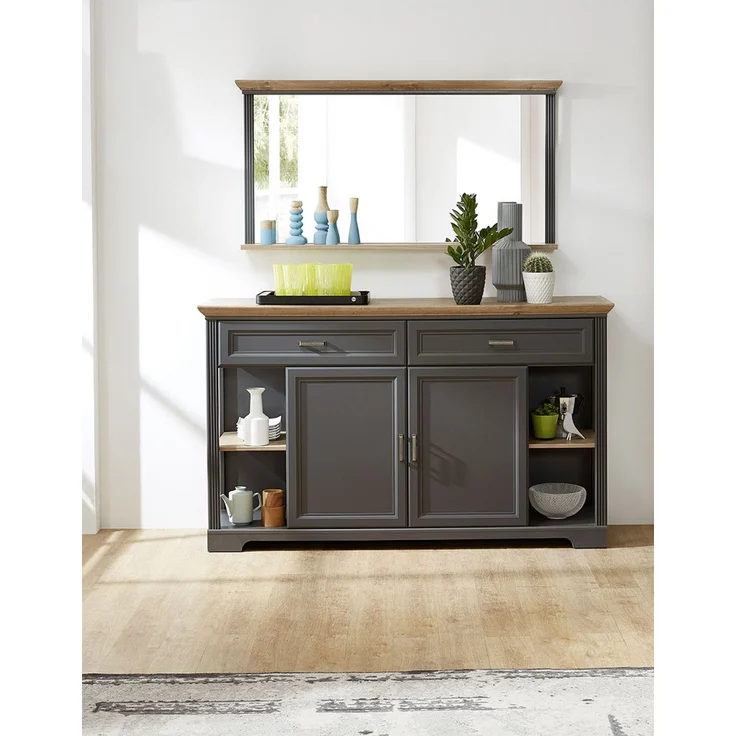 Sideboard Jena / Jasmin, Holzwerkstoff, Grau, Schwarz, 171 x 102 x 48 cm – Bild 2