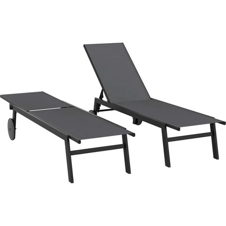 COSTWAY Gartenliege, 2 St, Liegestuhl mit Rollen, 6-stufig verstellbar – Bild 4