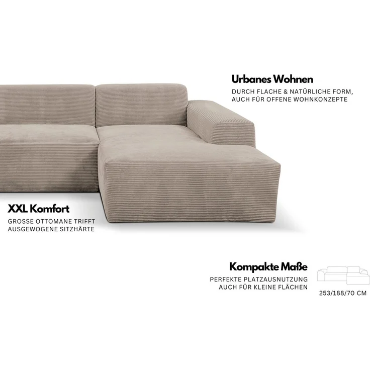 WERK2 Ecksofa Zeus-L, Curvy Trend Ecksofa mit urbaner Optik – Bild 3