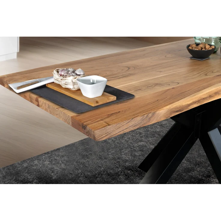 Esstisch Baumkante massiv Akazie Natur 160 x 85 Spider-Gestell schwarz TIM 135768357 – Bild 3