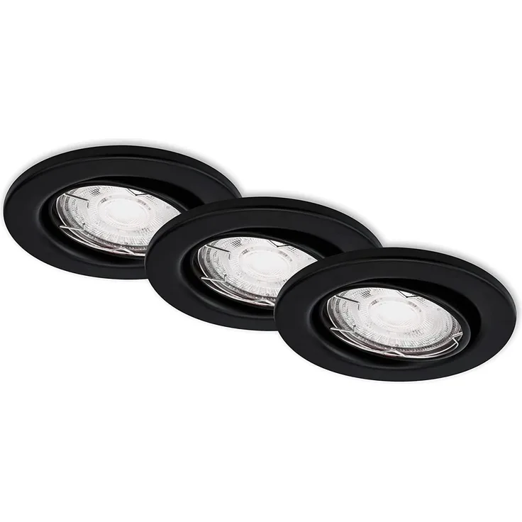 Di-Ka LED Einbauleuchte Sten 3er Set schwarz-matt Ø 8,5 cm GU10 5 W