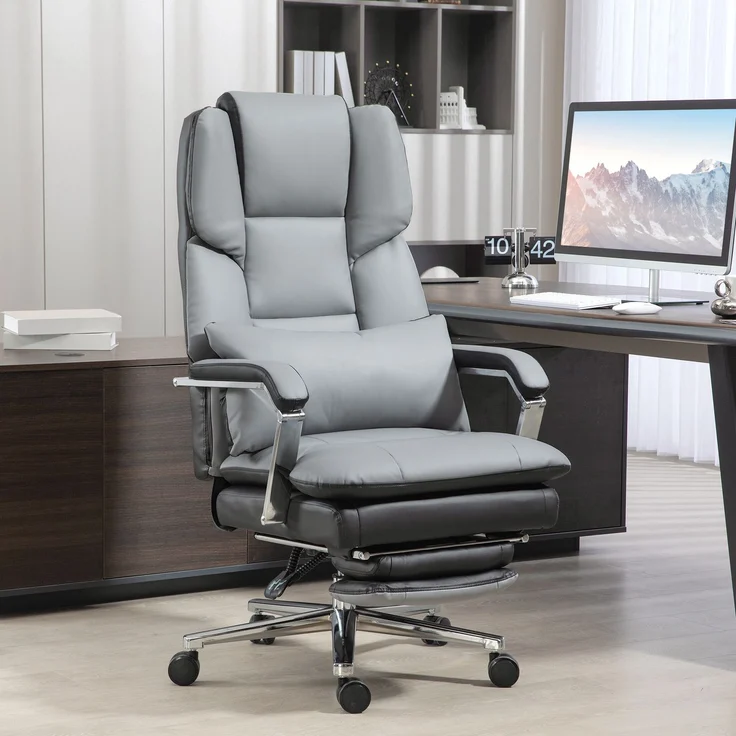 MELAYR, Bürostuhl, ergonomisch, verstellbar, 63x71x123-129cm, Hellgrau/Schwarz, Grau – Bild 3