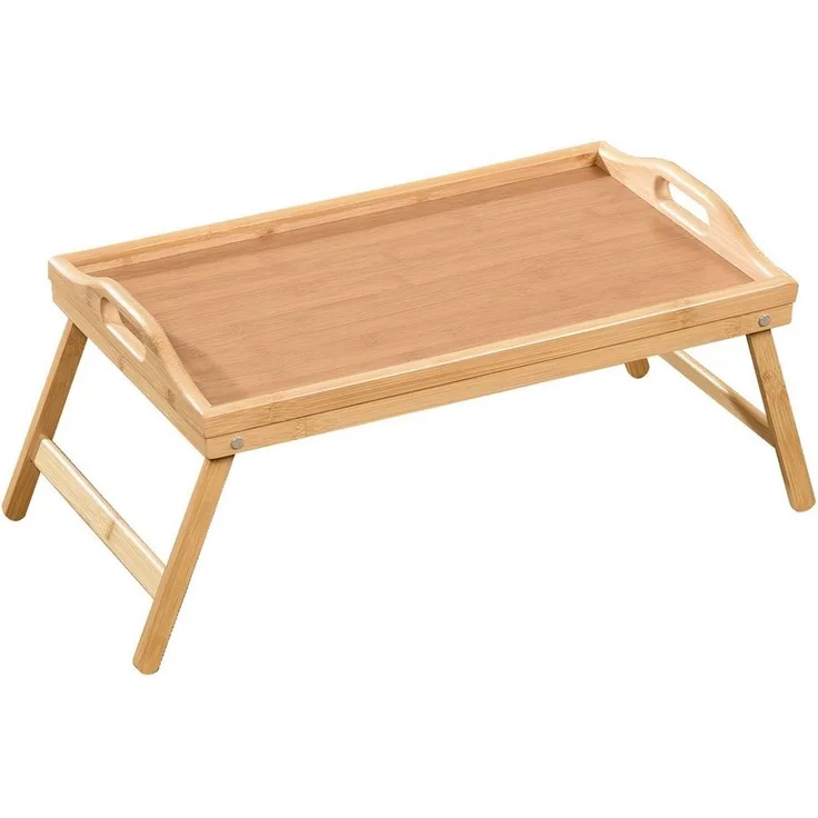 Kubus Tabletttisch Serviertablett aus Bambus mit klappbaren Füßen Cedar, Robust und umweltfreundlich