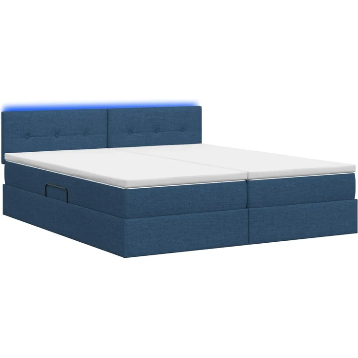 vidaXL LED-Speicherbett mit Matratze Blau 180 x 200 cm Stoff 3459353 – Bild 9