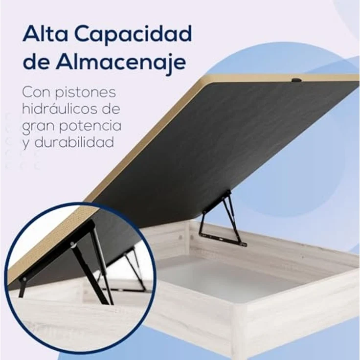DUÉRMETE ONLINE - Packung viskoelastische Matratze Bio Nature Dicke 24 cm + Klappbett aus Holz, große Kapazität | Farbe Fleece 150 x 190 – Bild 6