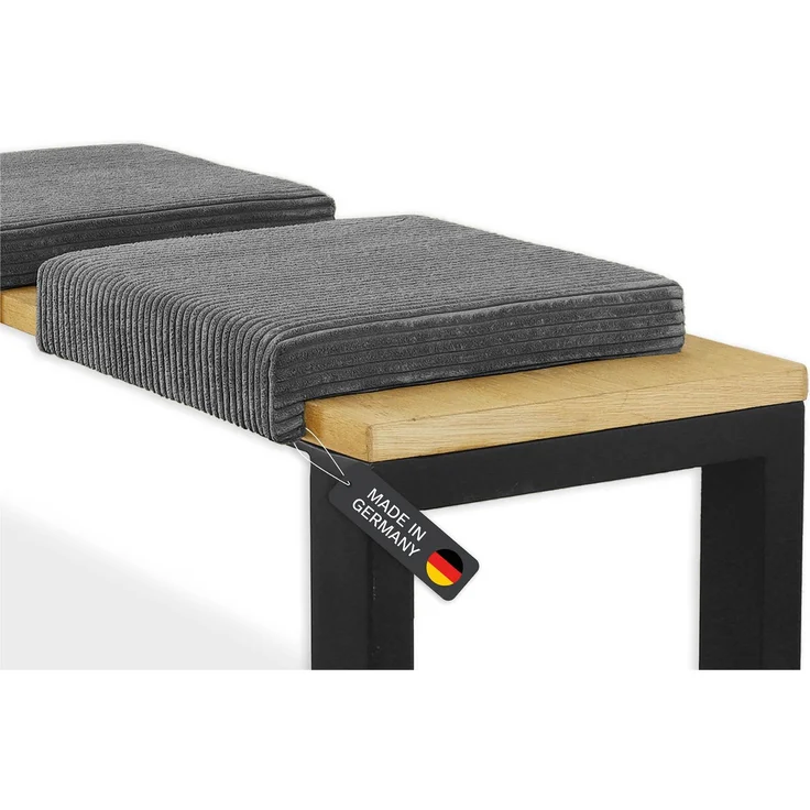 Lycce Bankauflage Klemmkissen mit Leiste - Cord, Polsterung, rutschfest Grau 8x40x38cm – Bild 2
