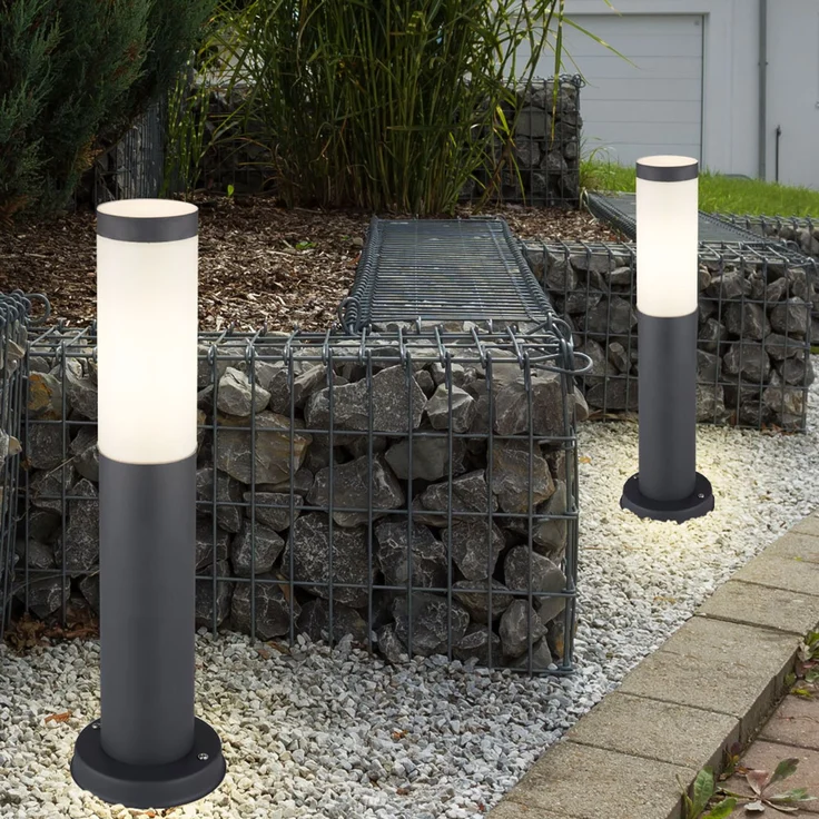 2er Set LED Sockelleuchte, Edelstahl anthrazit, Höhe 45 cm – Bild 8