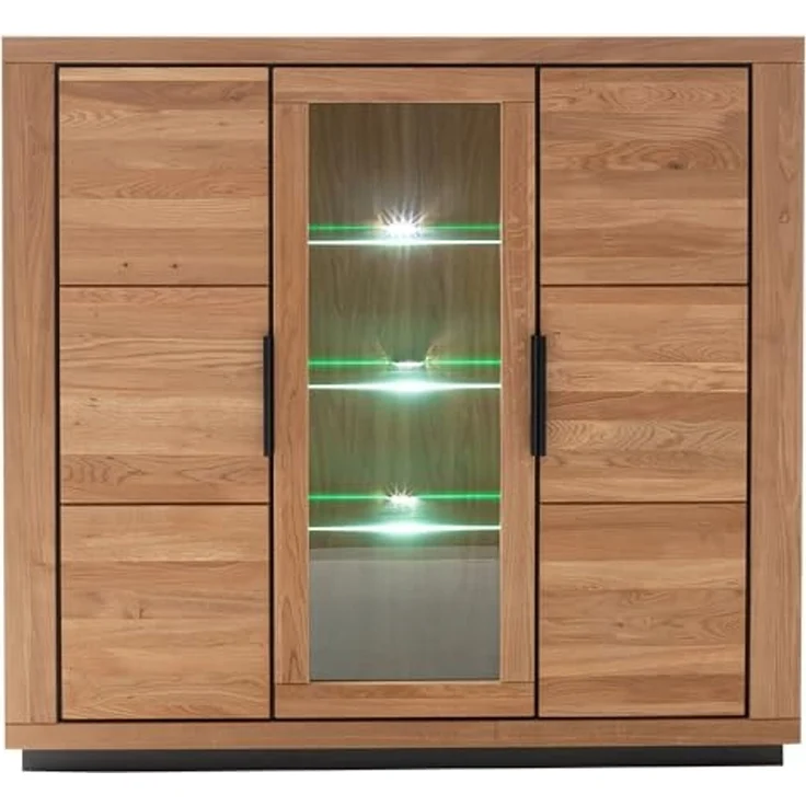 Lomadox Highboard GIUSTINO-06, Eiche teilmassiv geölt, Massivholzfronten, LED-Beleuchtung – Bild 4