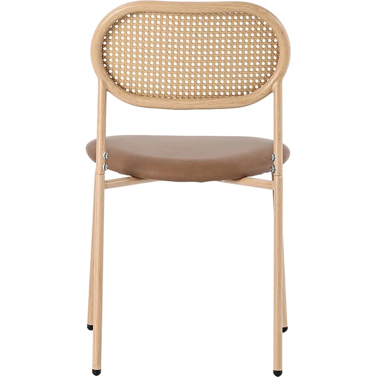 Merax Esszimmerstuhl, (6er set) Freizeitstuhl mit vier Stützbeinen aus Metall, Rattan-Freizeitstuhl, Wohnzimmer- und Schlafzimmerstuhl, Braun – Bild 8