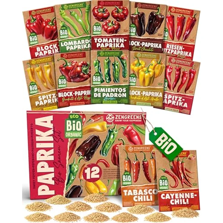 ZenGreens® - Bio Paprikasamen im 12er Set - 12 Paprika Samen für den einfachen Anbau im Garten, Balkon oder Hochbeet - Pflanzensamen - Saatgut – Bild 2