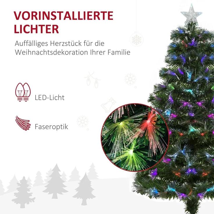 HOMCOM Künstlicher Weihnachtsbaum Christbaum, Kunsttanne, 66x120 cm, grün – Bild 4