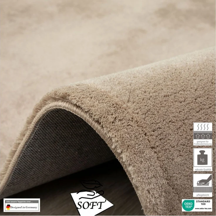 Vimoda Fellteppich Lisa, aus Mikrofaser rutschfeste und warme Oberfläche, Höhe: 16 mm, Teppich Wohnzimmer extra flauschig & weich, dicht, Kinderzimmer – Bild 3