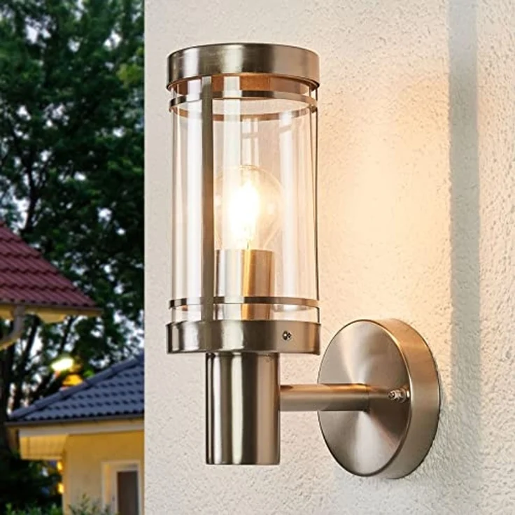 Lindby Außen-Wandleuchte Djori, Edelstahl Alu IP44, 1 x 15 W LED – Bild 3