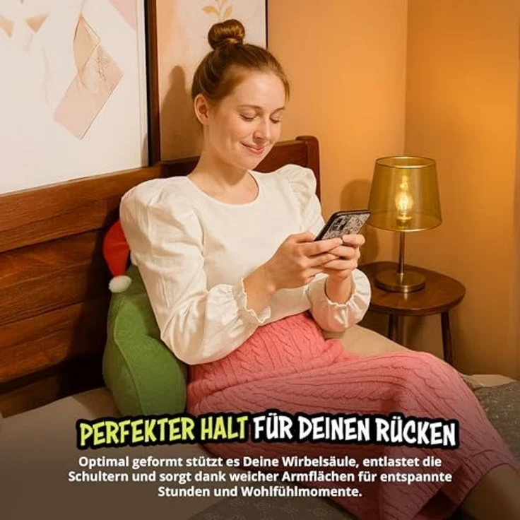 United Labels® Dekokissen The Grinch Kissen Rückenkissen Lesekissen mit Armlehnen Rückenstütze – Bild 3