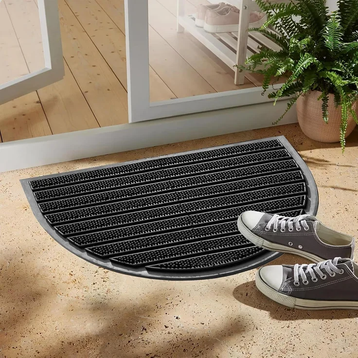 matches21 HOME & HOBBY Fußmatte Hartgummi Bürsten Fußmatte halbrund 40x60 cm schwarz, halbrund, Höhe: 10 mm, Wetterfeste Aussen-Bereich Türmatte als Outdoor Schmutzfangmatte – Bild 5