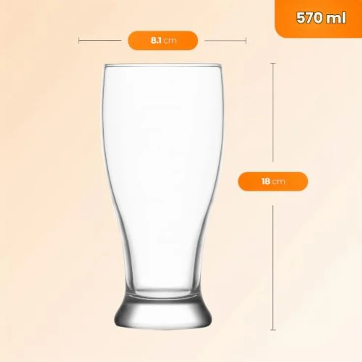 LAV Gläser-Set Brotto Bierglas, 6-tlg, Glas, 6er Set, 565ml, ideal für Biergenuss – Bild 3