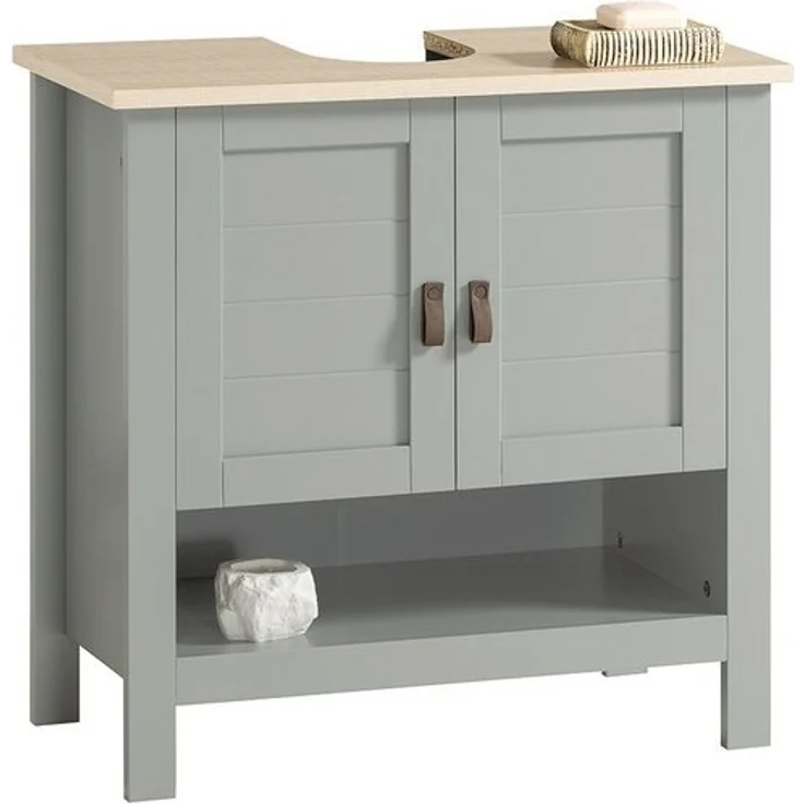 SoBuy Waschbeckenunterschrank BZR69 Badschrank Waschtisch Unterschrank Badmöbel Hellgrau – Bild 4