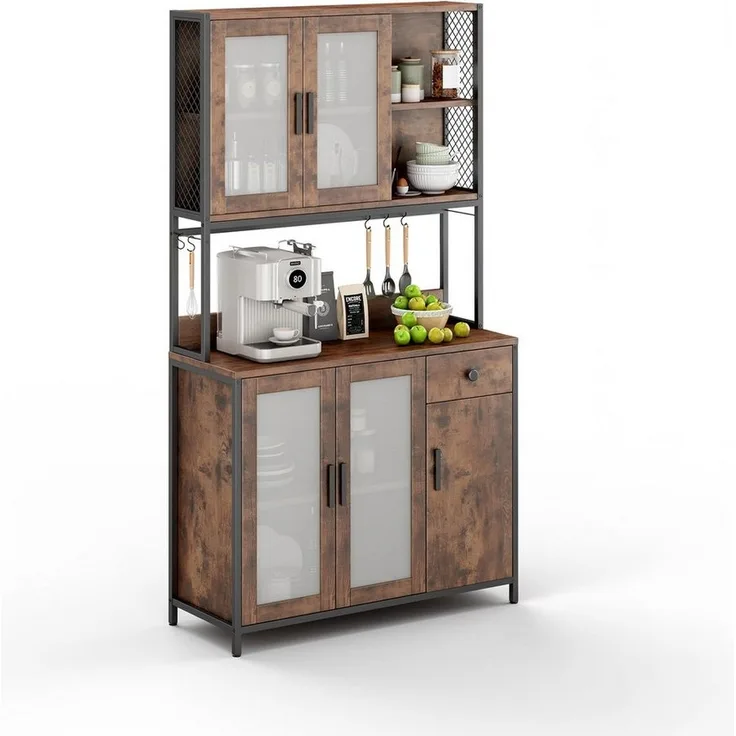 Dripex Küchenbuffet Küchenschrank Buffetschrank mit Arbeitsplatte 181cm Hoher
