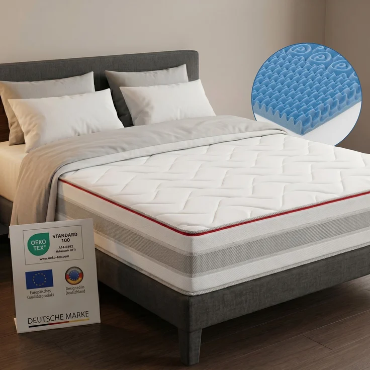 FLEXX Kaltschaum Matratze 180x200 cm mit 3D Memory Foam - 7 Zonen; 25cm Höhe; H4, H3, H2 Misch-Härtegrad - Wendbare Kaltschaummatratze mit optimaler Druckentlastung – Bild 1
