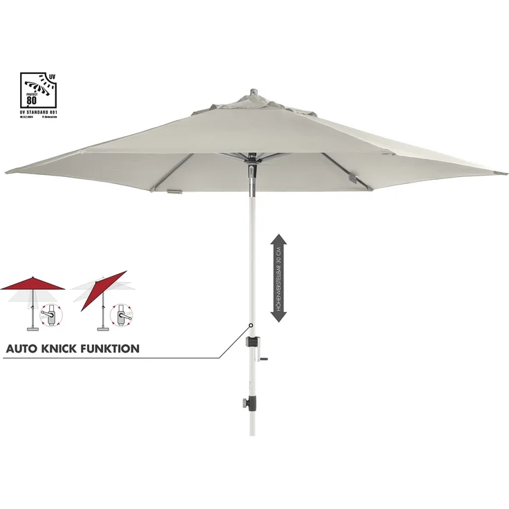 Doppler 'Expert 320 Auto Tilt' Sonnenschirm mit Kurbel, Alugestell / Polyester hellgrau, Ø 320 cm – Bild 2