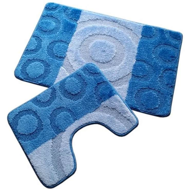 oKu-Tex Badematte Badgarnitur 2-teilig mit Ausschnitt, weich & rutschfest, fußbodenheizungsgeeignet, strapazierfähig, Polypropylen, WC-Vorleger Set mit Ausschnitt, weicher Flor, waschbar, flauschig – Bild 4