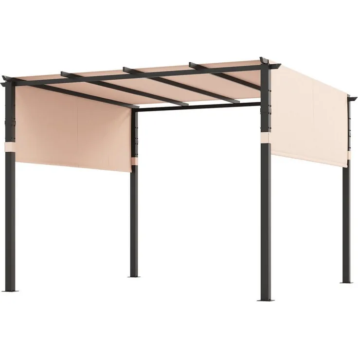 KOMFOTTEU Pavillon, Pergola 3x3 m mit individueller Überdachung, Sonnenschutz, beige/grau