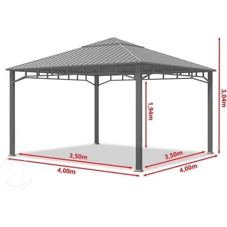 Gartenpavillon 4x4 m Stahldach Hardtop 4 Seitenteile in Champagner, Pfosten 9x9 cm – Bild 10