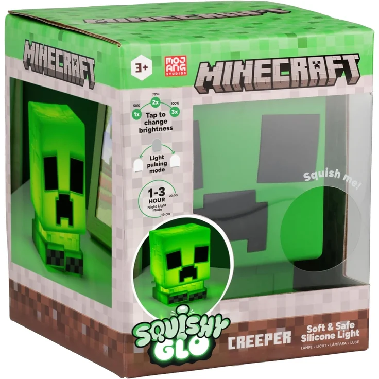 Paladone SquishyGlo Silikon-Lampe Creeper aus Minecraft, offiziell lizenziert, schnurlose, wiederaufladbare Gaming-Lampe für Kinder und Jugendliche, Schlafzimmerdekoration, Sammlerstück – Bild 6