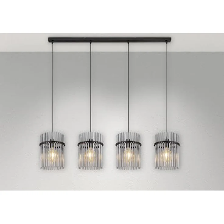 Globo Gorley Pendelleuchte, moderne Hängeleuchte mit 4 E27 Fassungen, Rauch und Schwarz matt, 60 W, L x B x H: 110 x 20 x 140 cm – Bild 3