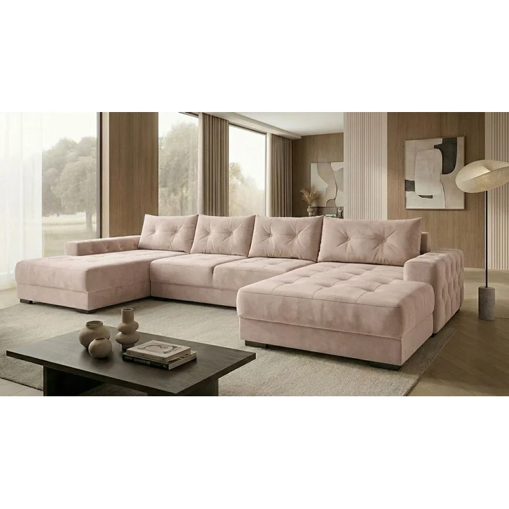 Ecksofa MODENA 320 cm x 185 cm – Stoff: VELUTTO Beige 2 Farbe: Beige – Bild 2