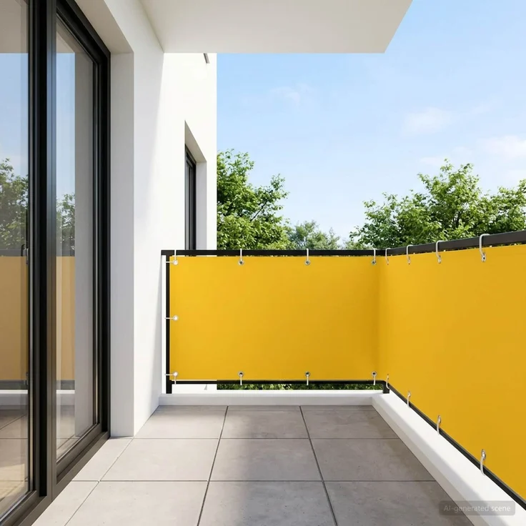 vidaXL Balkon Sichtschutz 150 x 700 cm Stoff mit PU-Beschichtung Gelb 42036595 – Bild 1