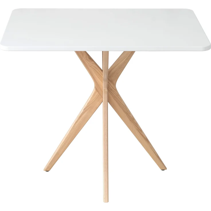 Ragaba kleiner rechteckiger Esstisch, MDF & Massives Eschenholz, 80x55 cm, Weiß – Bild 1