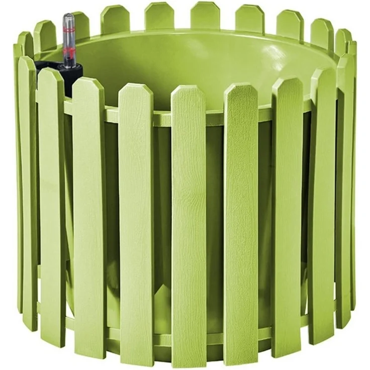 HTI-Living Blumentopf Blumentopf mit Wasserspeicher Nessa rund grün (Stück, 1 St, 1 Blumentopf), aus Kunststoff mit Wasserstandsanzeiger – Bild 1