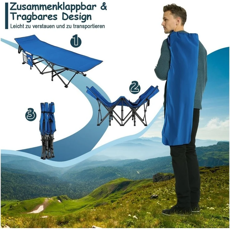 COSTWAY Feldbett Campingbett klappbar, leicht mit Tragtasche – Bild 3