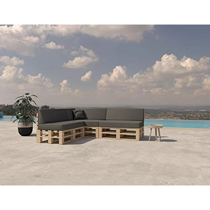 chilly pilley Palettenkissen Gartenkissen Palettenauflage Palettenpolster Indoor Outdoor Waschbar Abnehmbar Sitzkissen Rückenkissen (8er Set, Grau) – Bild 3