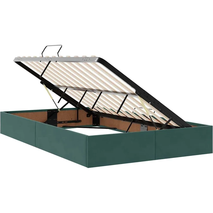 vidaXL Aufbewahrungsbett mit Matratze Dunkelgrün 120 x 190 cm Samt 3372018 – Bild 6
