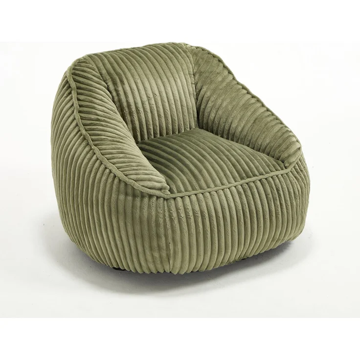 Wohnora-Bean Bag Stuhl mit Memory-Schaumstofffüllung, gestreifter Blasen-Plüsch, flauschig, gemütlich, gemütlicher Sofa für Wohnzimmer, Wohnungen und Schlafsäle,H 73cm x T 98cm x B 92cm,Smaragd – Bild 3