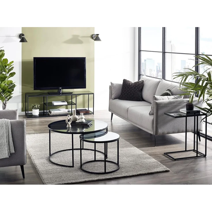 Julian Bowen TV-Möbel, Rauchglas/Schwarz, Einheitsgröße – Bild 4