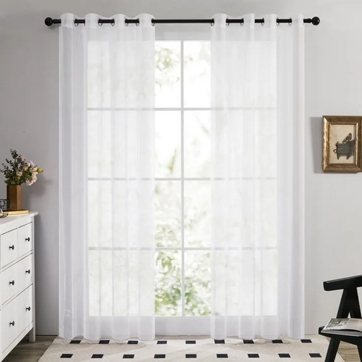 Deconovo Vorhang Transparent Voile Gardinen mit Ösen Wohnzimer Ösenvorhang 2er Set, Luftig Modern Store Dekoschals Schlafzimmer einfarbig pflegeleicht – Bild 4