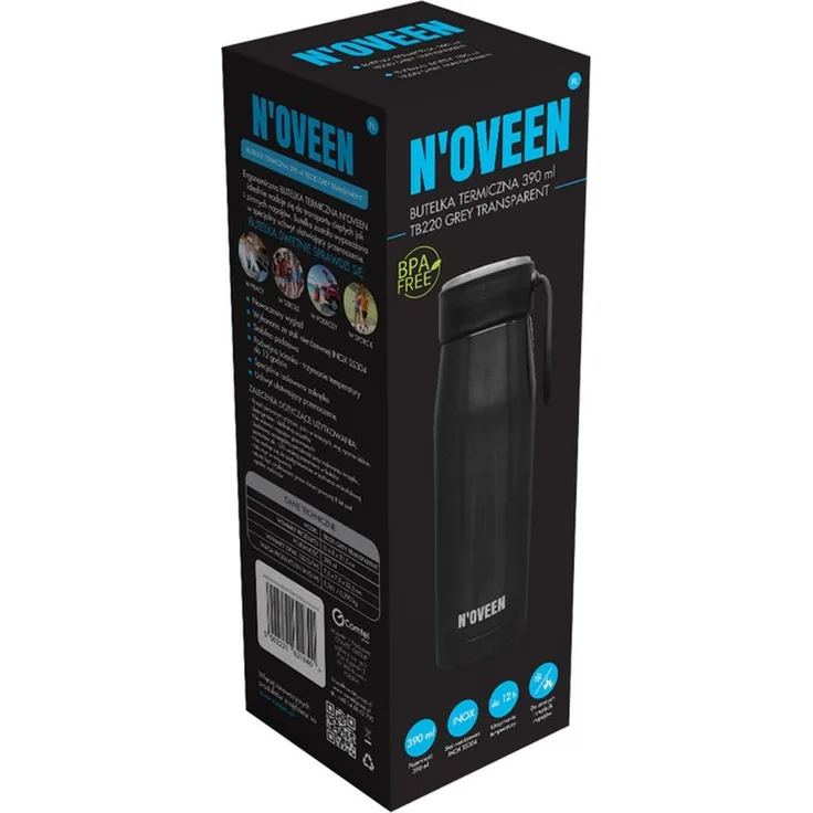 NOVEEN Edelstahl Thermoflasche | 390 ml, Grau