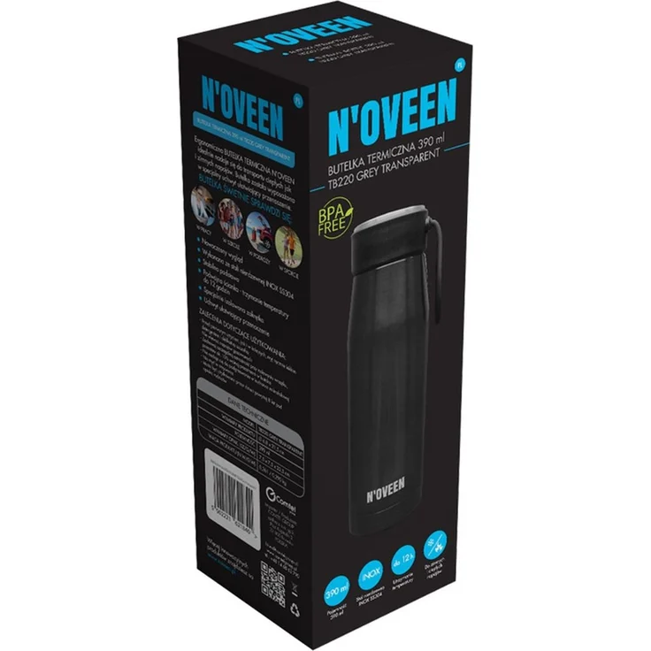 NOVEEN Edelstahl Thermoflasche | 390 ml, Grau – Bild 1