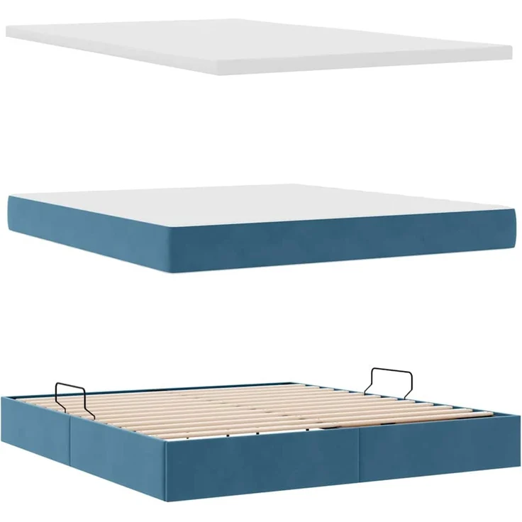vidaXL LED-Speicherbett mit Matratze Dunkelblau 160 x 200 cm Samt 3371467 – Bild 9