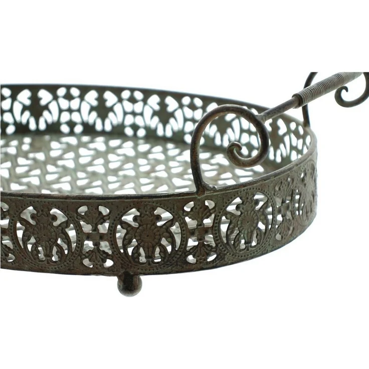 Tablett Antik Rost Optik Tischdeko Serviertablett Obsttablett Obstschale – Bild 3