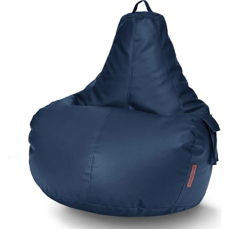 Green Bean® Sitzsack aus Kunstleder mit EPS Perlen Füllung - 90 x 80 x 70 cm - Bean Bag - Gaming Chair Rückenlehne - Dunkelblau – Bild 1