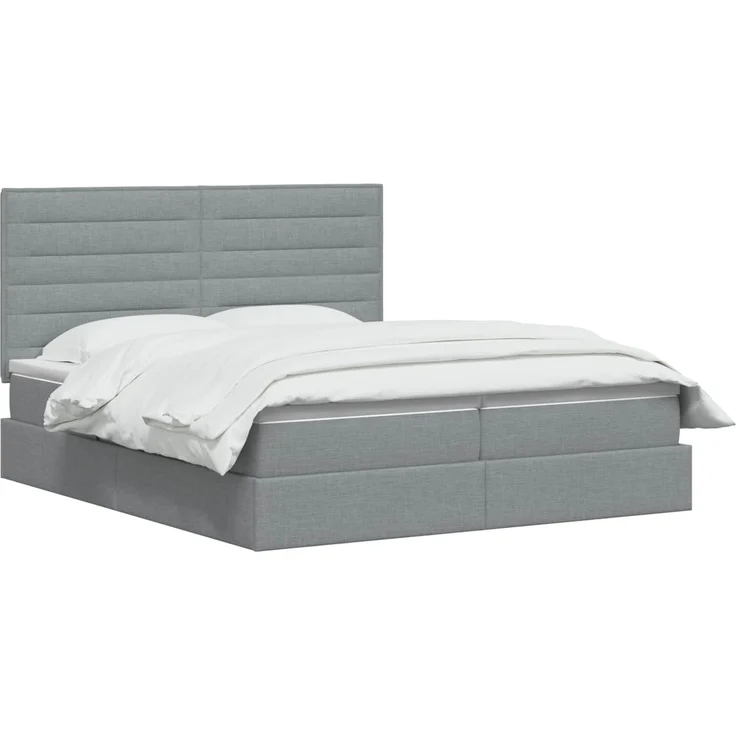 vidaXL Aufbewahrungsbett mit Kopfteil Hellgrau 180 x 200 cm Stoff 3459777 – Bild 3